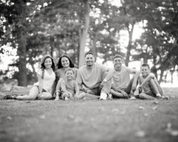 sitting together black white woods