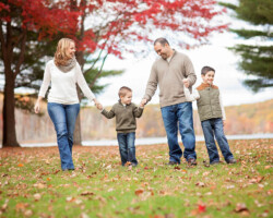 family walking with boys