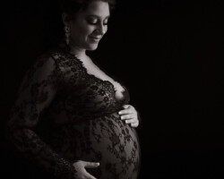 expecting mother wearing black dress maternity session pawtucket, ri by Fallon Photographic Art