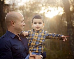 dad and son at chase farm, ma