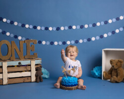 Blue and Teddy Bear Themed Cake Smash Session