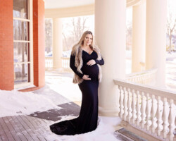 Expecting mother in dress during outdoor maternity session cranston, RI by Fallon Photographic Art